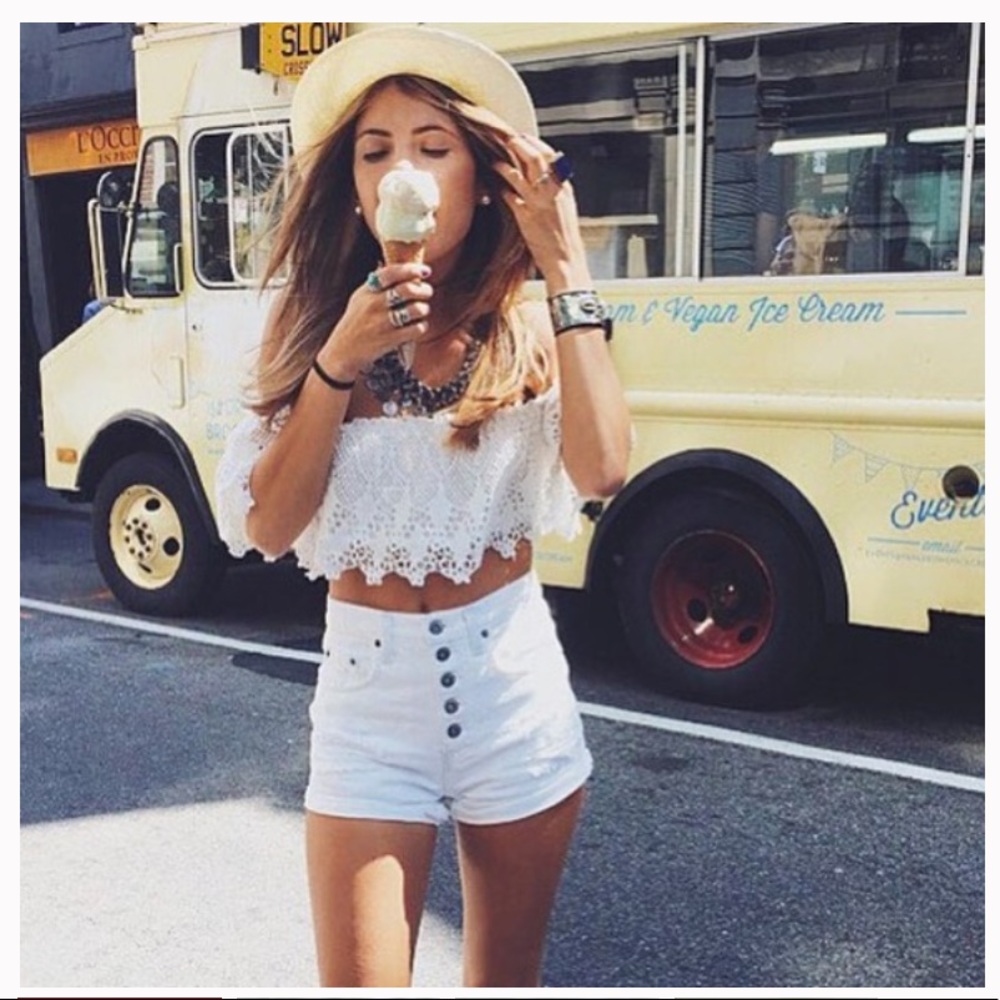 Carmar White High Rise Distressed Denim Shorts 27